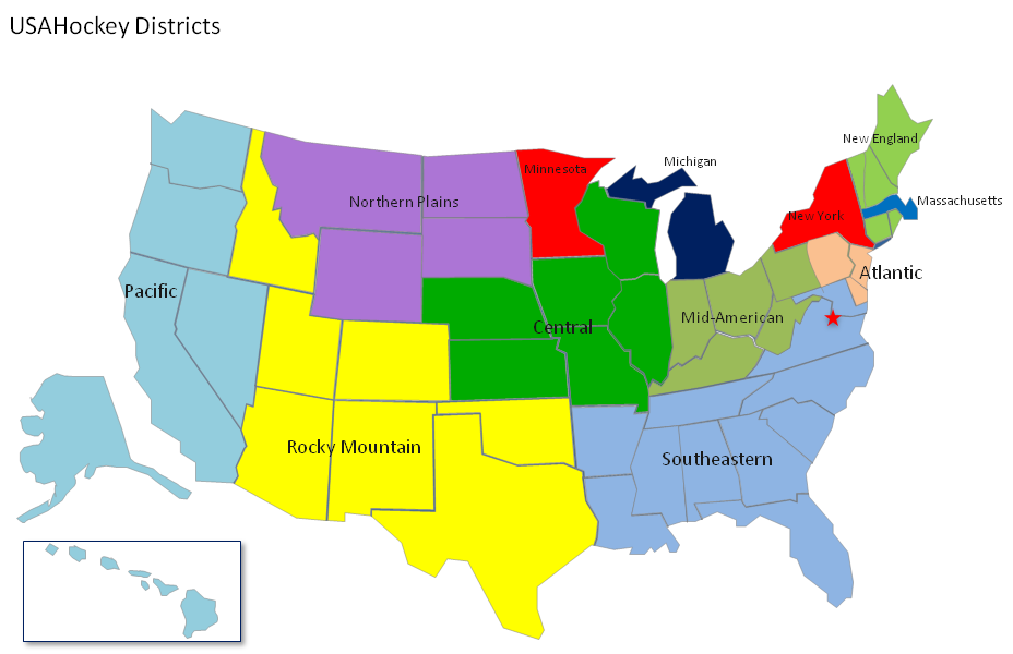 USA Hockey Districts map